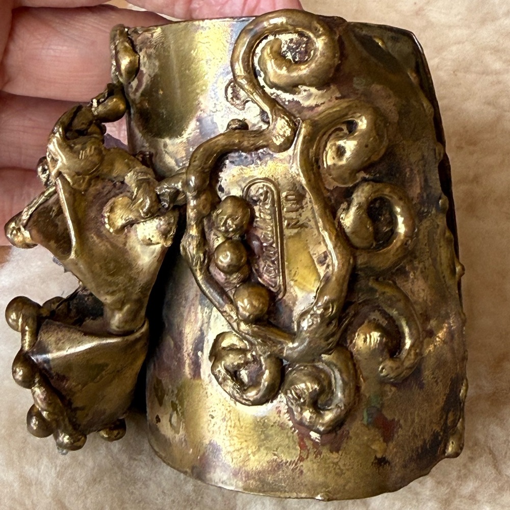 Brutalist, vintage, signed Carvalhu Rio, very heavy, unique, amethyst bracelet - Picture 9 of 15